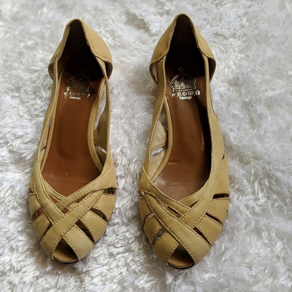 Crown Vintage Leather Espadrilles, 6.5 M